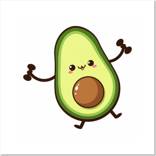 Cute half avocado with dumbbells Posters and Art